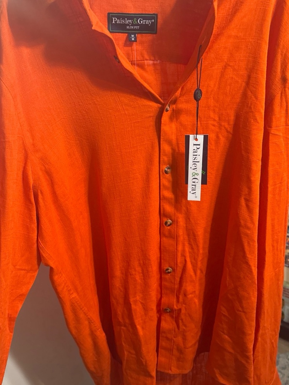 Paisley & Gray Men’s Bright Orange Lightweight Button-Up Shirt Jacket